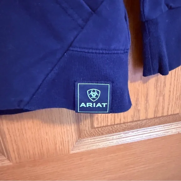 Ariat full zip sweatshirt girls size S/8 blue western wear cowgirl horse ranch - Picture 3 of 10
